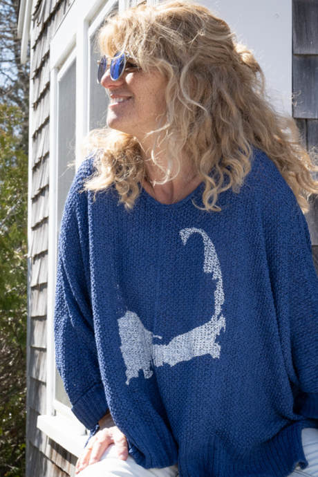 Cape Cod Map Slouch Royal/White