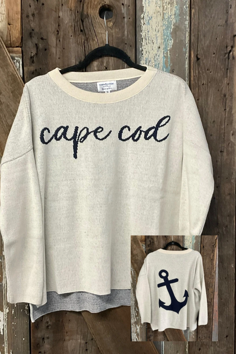 Cape Cod Navy Anchor Sweater-XS, S, XL & 2X ONLY