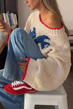 Oversized Knit Sweater with Red Trim - Mermaids on Cape Cod-Official Mermaid Gear