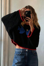 Oversized Knit Sweater with Red Trim - Mermaids on Cape Cod-Official Mermaid Gear