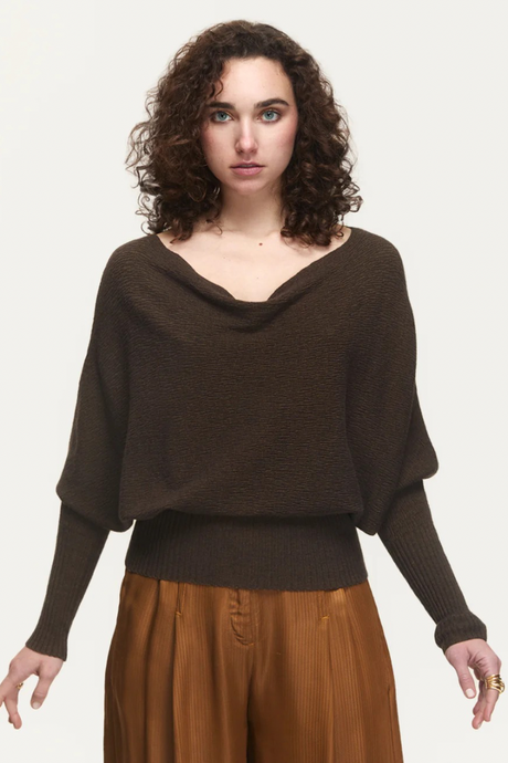 Jena Ryu Sweater Top-Olive Tweed & Black