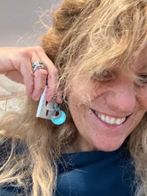 Turquoise Silver Tone Hoop Earrings