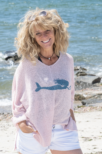 Mermaid Slouch Sweater Sunset Pink/Navy