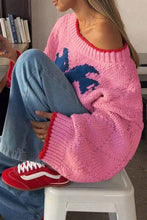 Oversized Knit Sweater with Red Trim - Mermaids on Cape Cod-Official Mermaid Gear