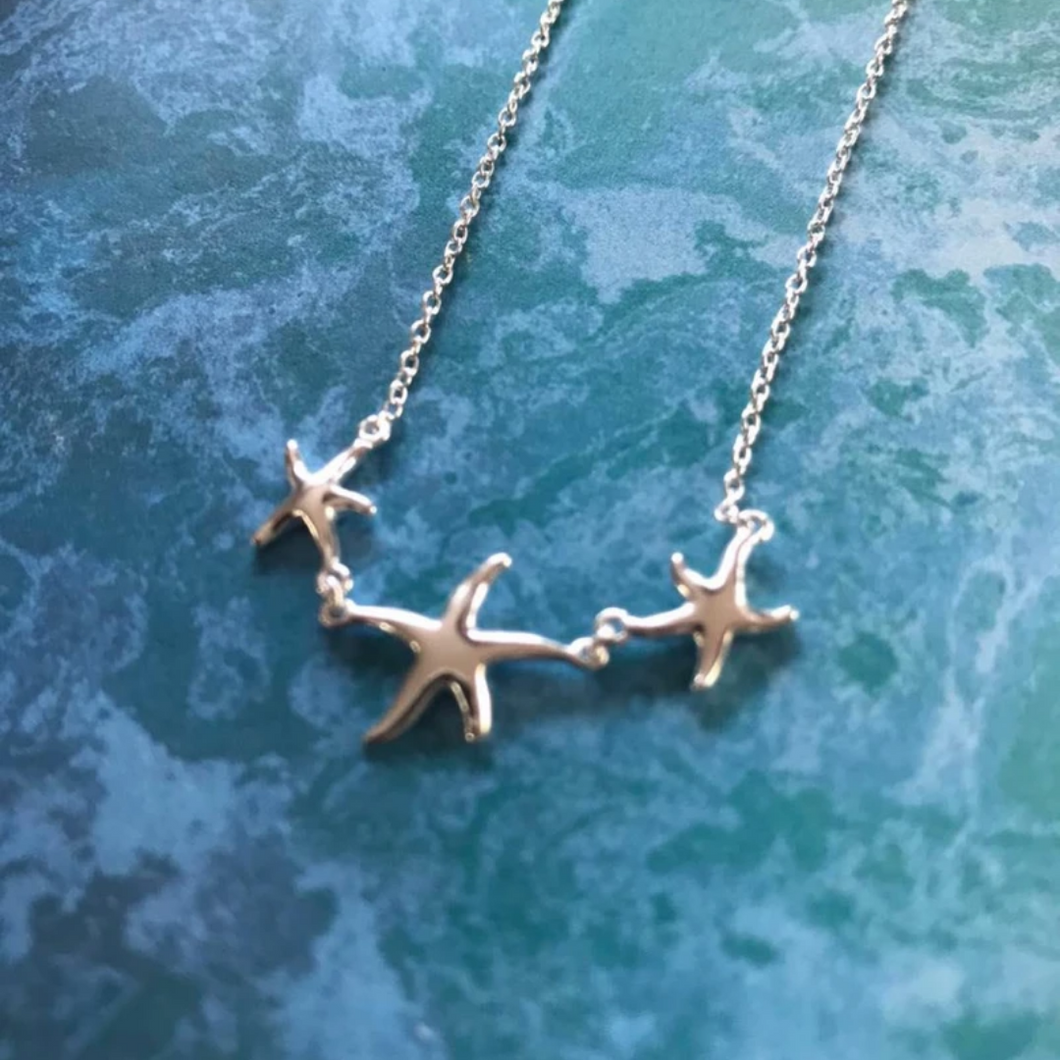Shaz's Triple Starfish Necklace - Mermaids on Cape Cod-Official Mermaid Gear