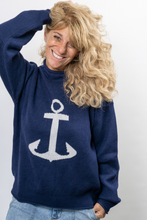 Hyannis Anchor Roll Neck Sweater Navy