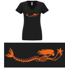 Merbabe Orange Skeleton V Neck Tee - Mermaids on Cape Cod-Official Mermaid Gear